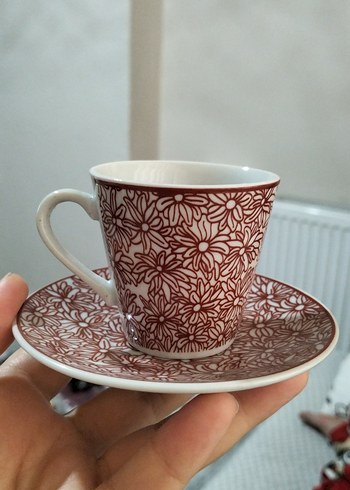 Bordo Çiçek Desenli 6'lı Kahve Fincanı Seti - Görsel 4