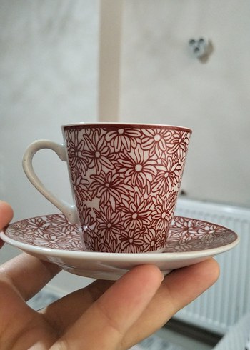 Bordo Çiçek Desenli 6'lı Kahve Fincanı Seti - Görsel 3