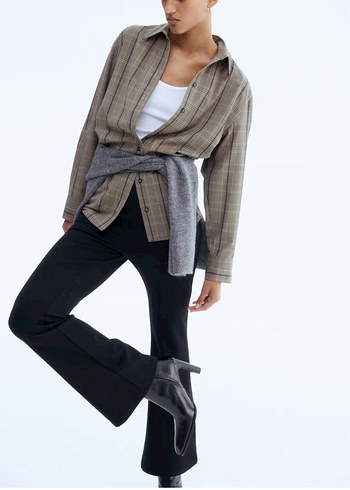 Kadın Siyah Normal Kesim Kumaş Pantolon - Görsel 4