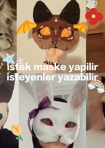 Kişiye Özel Çok Renkli Cosplay Therian Furry Maskeleri KOMİSYON