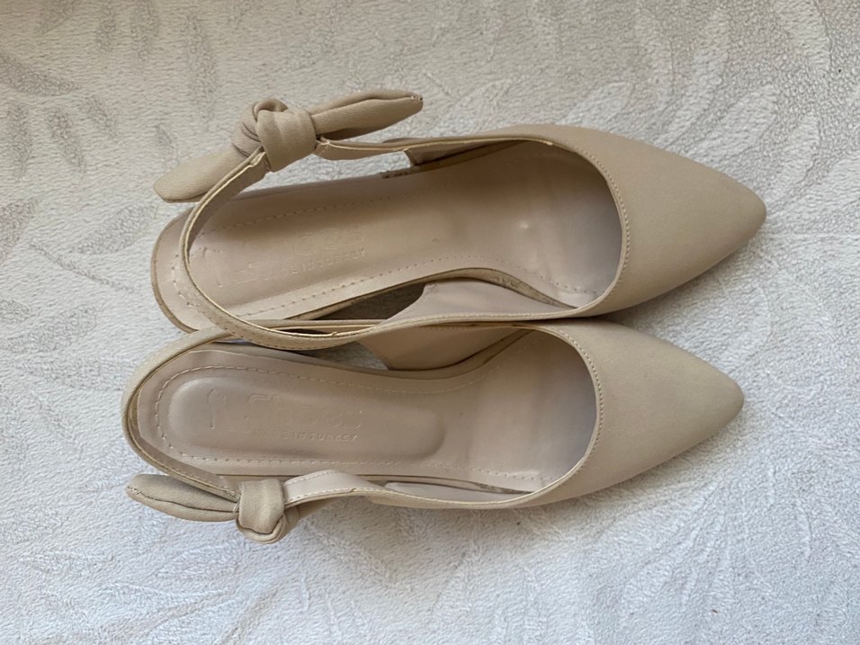 Bej Tokalı Kadın Topuklu Abiye Ayakkabı - Görsel 2