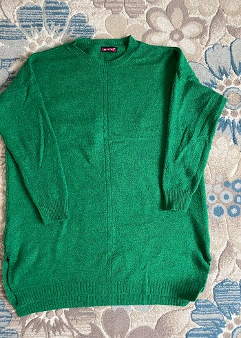 Yeşil Örgü Yün Kadın Kazak - Görsel 2