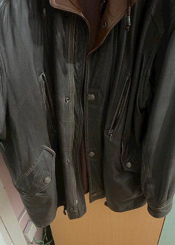 Koyu kahve erkek deri ceket - Görsel 2