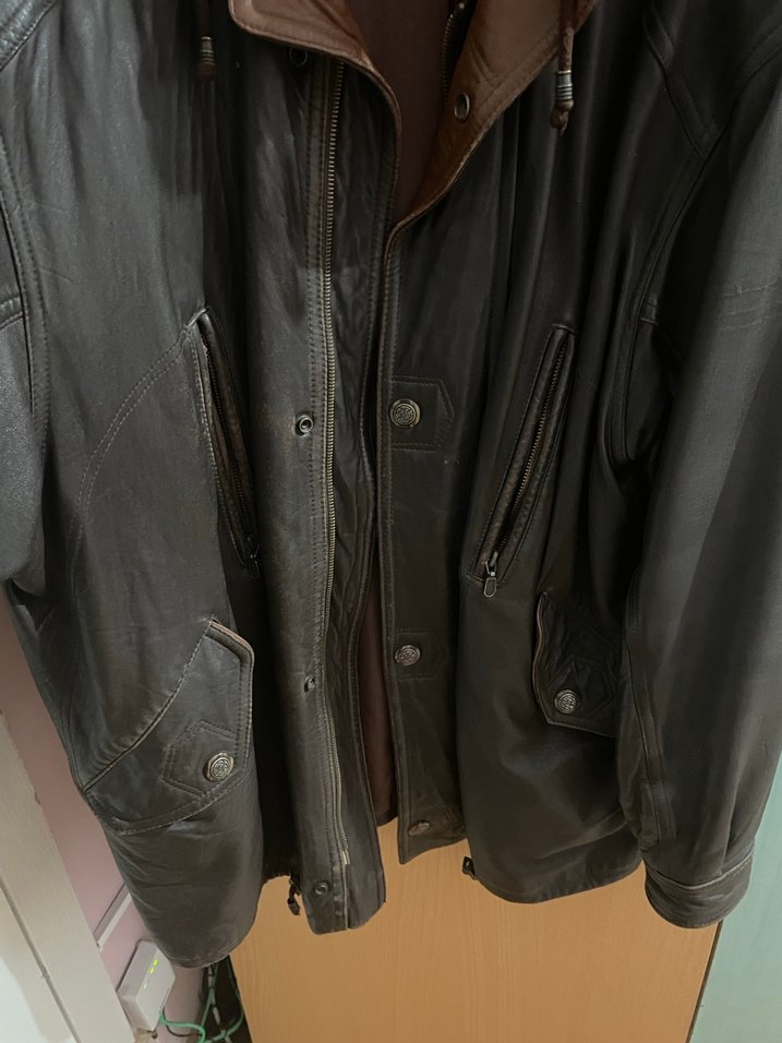Koyu kahve erkek deri ceket - Görsel 2