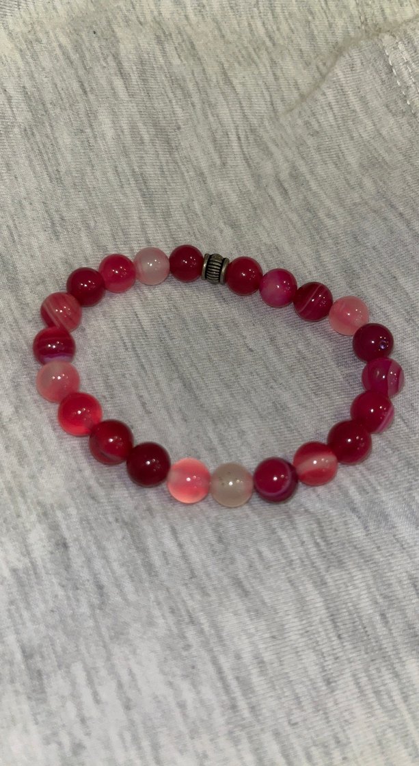 Doğal pembe akik bileklik - Görsel 2