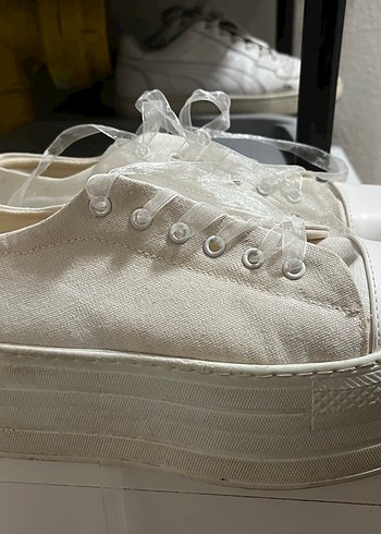 Beyaz Kadın Platform Spor Ayakkabı - Görsel 2