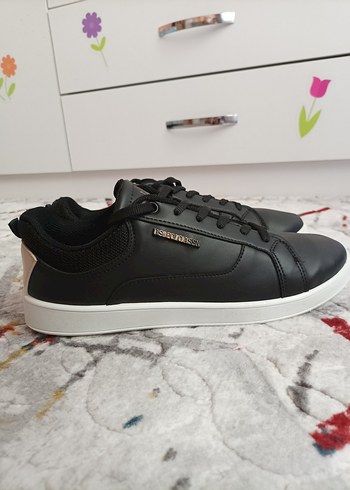 40 Beden siyah Renk U.S.Polo Assn. Siyah Bağcıklı Kadın Sneaker, 40 numara