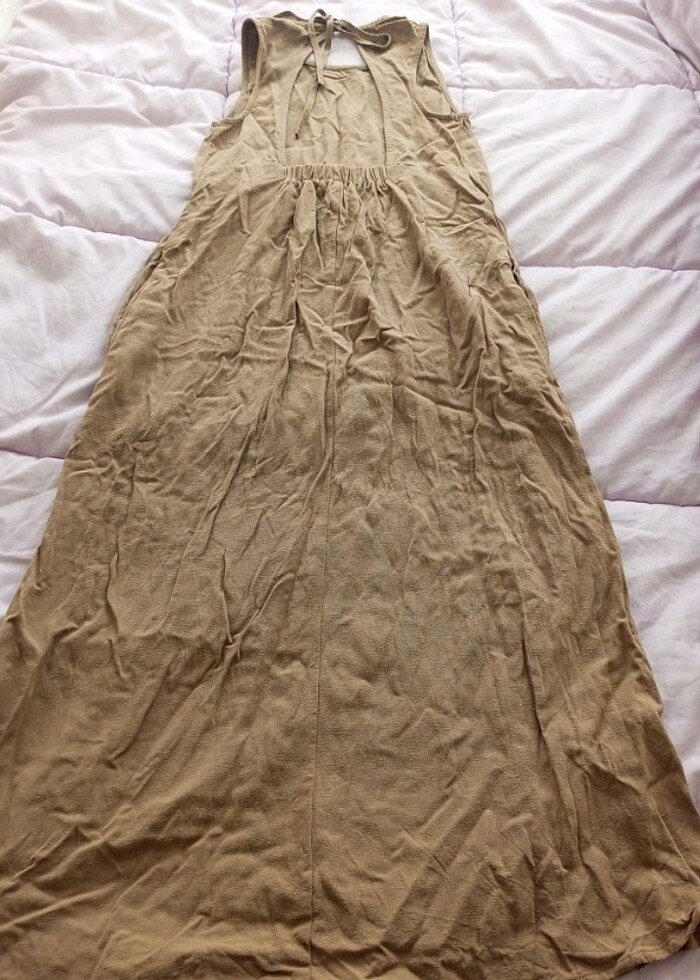 LCW keten ceplı çok tarz uzun elbise - Görsel 2