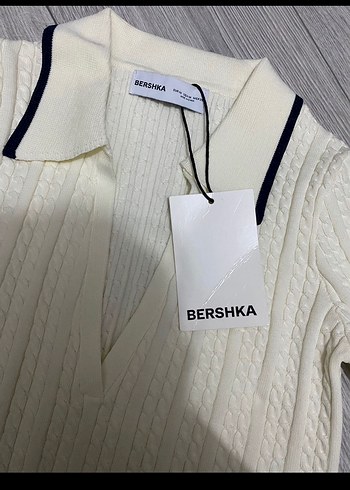 m Beden Bershka Beyaz V Yaka Örgü Kadın Kazak