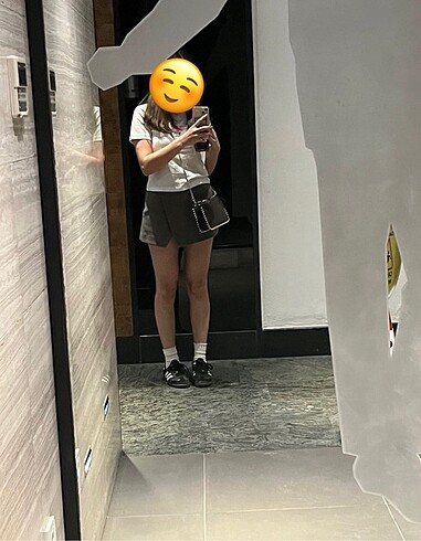 xs Beden gri Renk zara şort etek