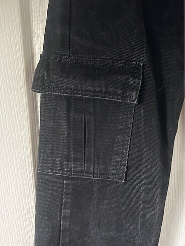 Diğer Siyah Eskitme Görünümlü Kargo Jean