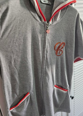 Gri Fermuarlı kapsonlu Sweatshirt - Görsel 8