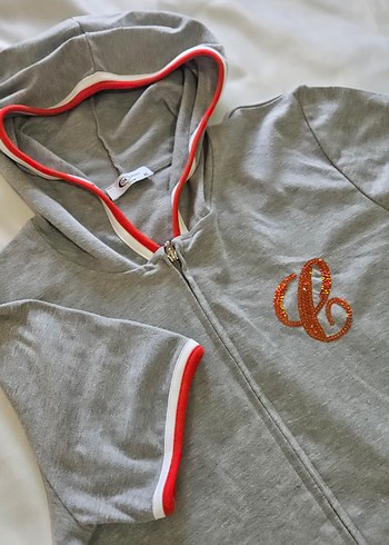 Gri Fermuarlı kapsonlu Sweatshirt - Görsel 7