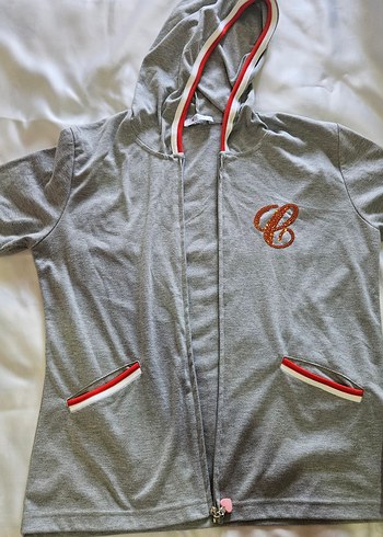 xl Beden Gri Fermuarlı kapsonlu Sweatshirt