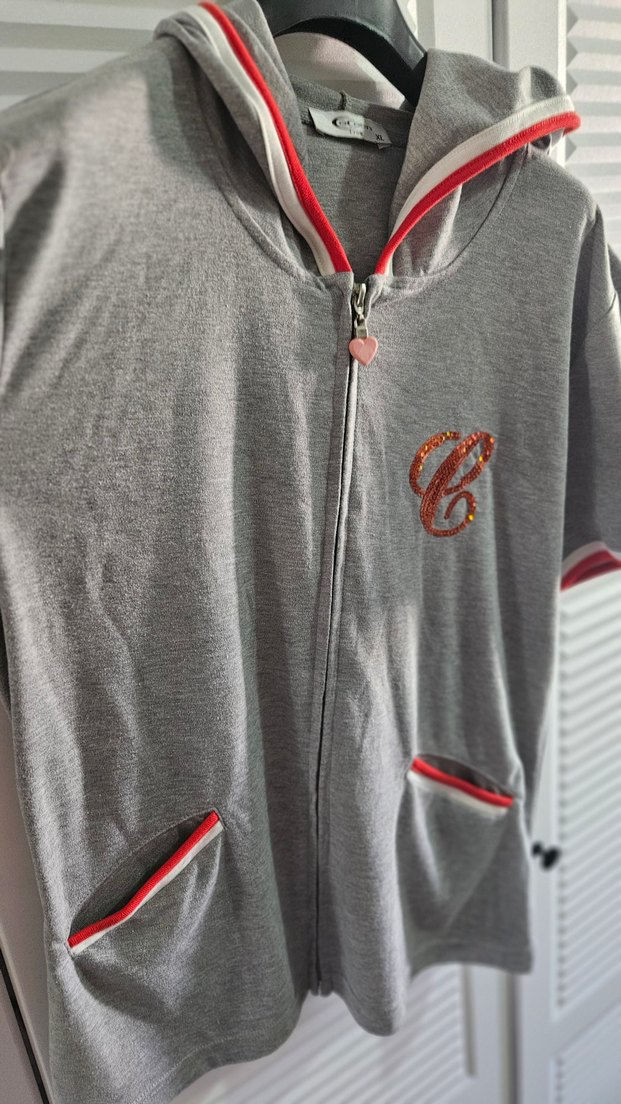 Gri Fermuarlı kapsonlu Sweatshirt - Görsel 2