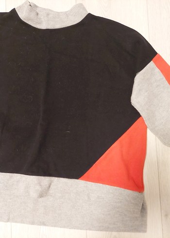 Addax Gri Örme Detaylı Kadın Sweatshirt