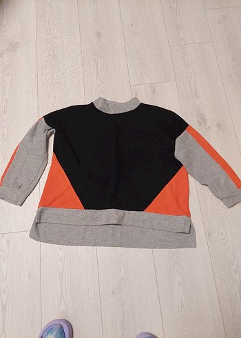 Gri Örme Detaylı Kadın Sweatshirt