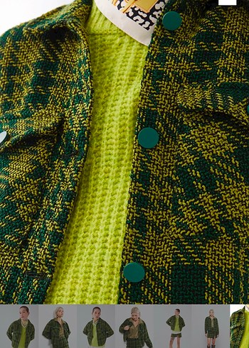 Yeşil Desenli Örgü Kadın Ceket - Görsel 7