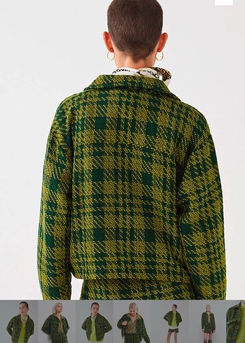 Yeşil Desenli Örgü Kadın Ceket - Görsel 9