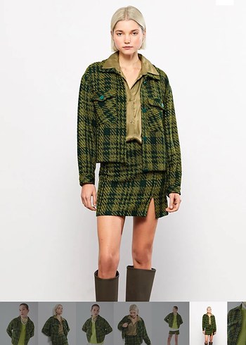 Yeşil Desenli Örgü Kadın Ceket - Görsel 6