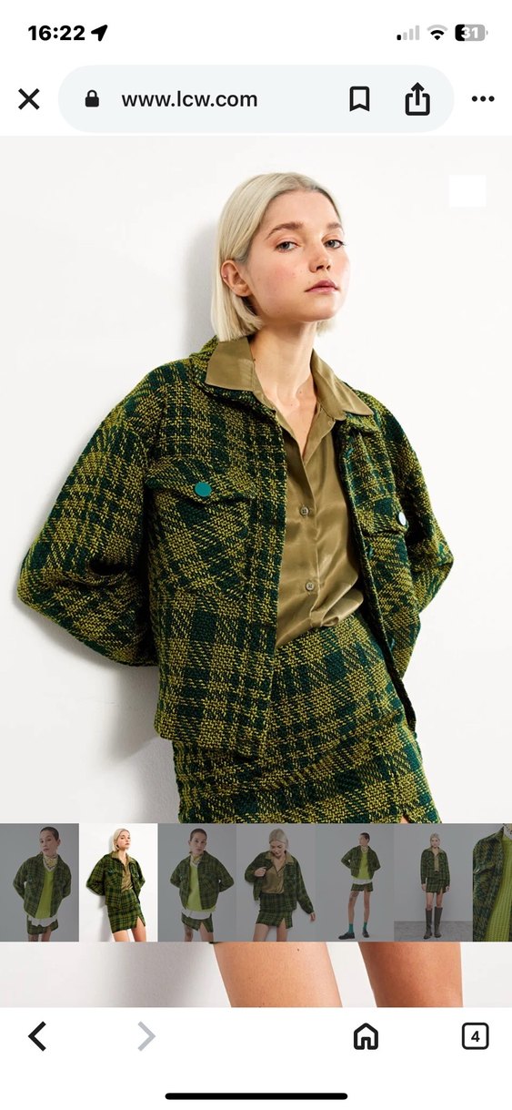 Yeşil Desenli Örgü Kadın Ceket - Görsel 2