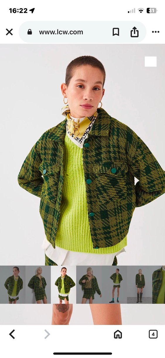 Yeşil Desenli Örgü Kadın Ceket - Görsel 3