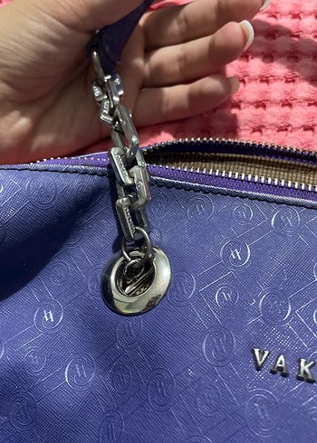 Mor Deri Kadın Çanta - Vakko - Görsel 3