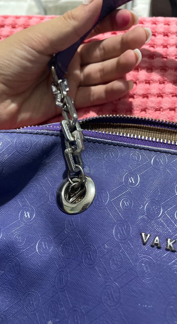 Mor Deri Kadın Çanta - Vakko - Görsel 3