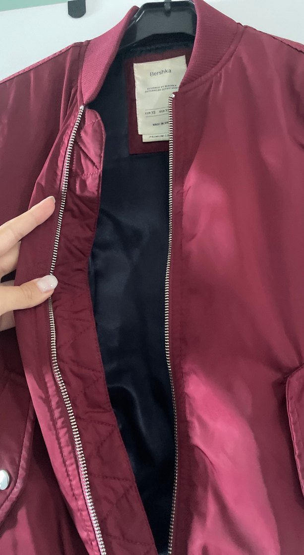 Kadın Bordo Fermuarlı Bomber Ceket - Görsel 4