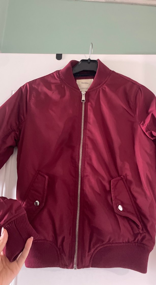 Kadın Bordo Fermuarlı Bomber Ceket - Görsel 2