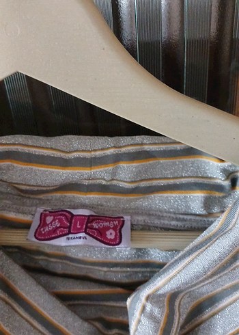 Gri Çizgili Keten Hamile Tişörtü - Görsel 2