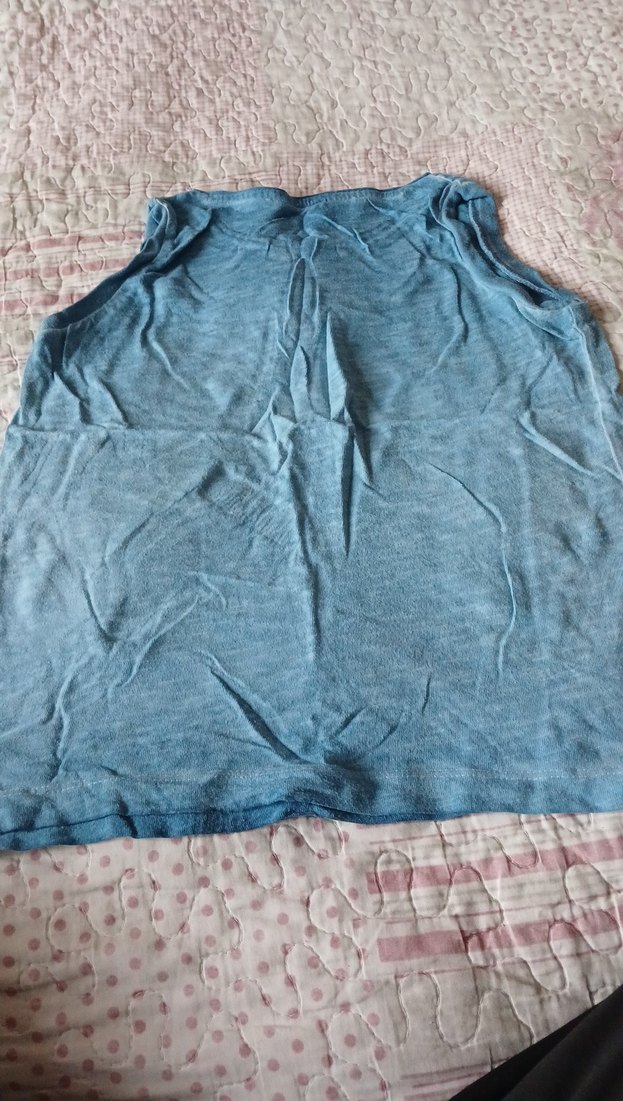 Kız Çocuk Mavi Baskılı Kolsuz Tişört - Görsel 2