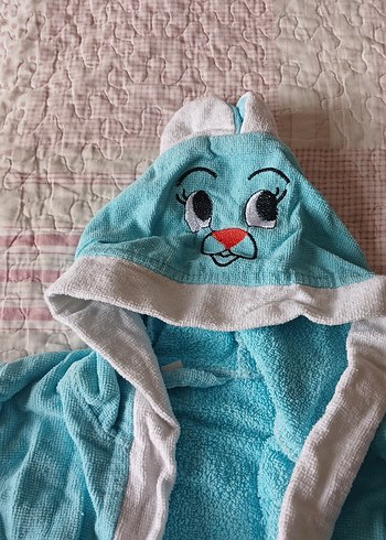 Erkek Çocuk Turkuaz Kapüşonlu Bornoz - Görsel 2
