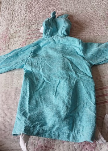 Erkek Çocuk Turkuaz Kapüşonlu Bornoz - Görsel 3