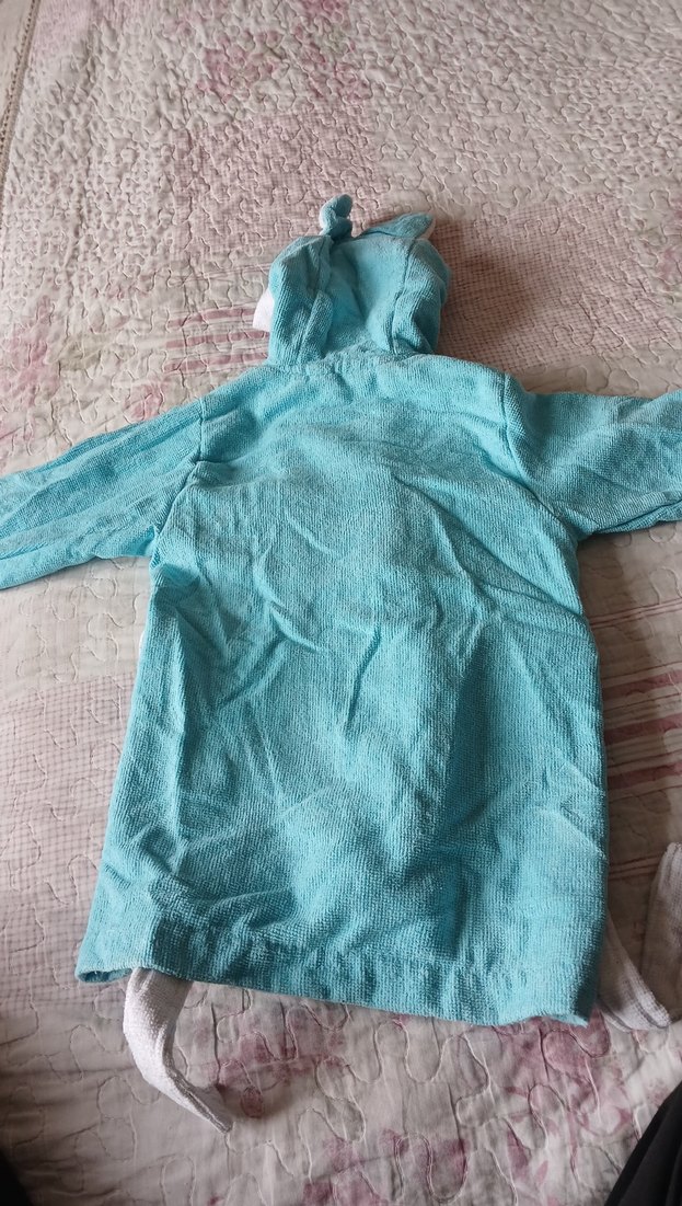 Erkek Çocuk Turkuaz Kapüşonlu Bornoz - Görsel 3