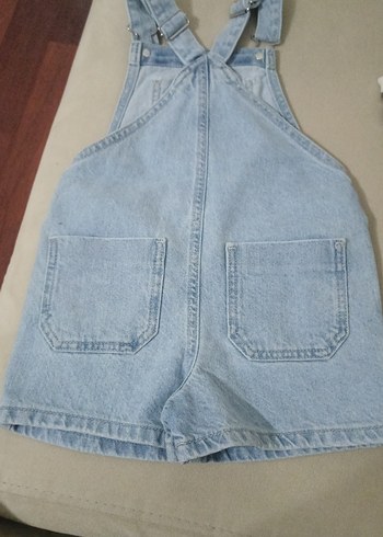 Mavi Denim Kız Çocuk Askılı Şort Tulum - Görsel 2