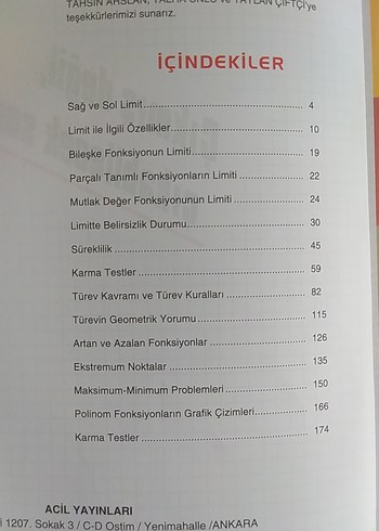 Acil Matematik Limit-Türev Soru Fasikülü