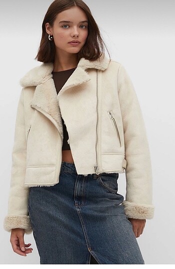 Stradivarius kürklü biker ceket