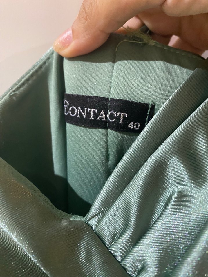 Şık Drapeli Uzun Askılı Haki Abiye Elbise - Görsel 5