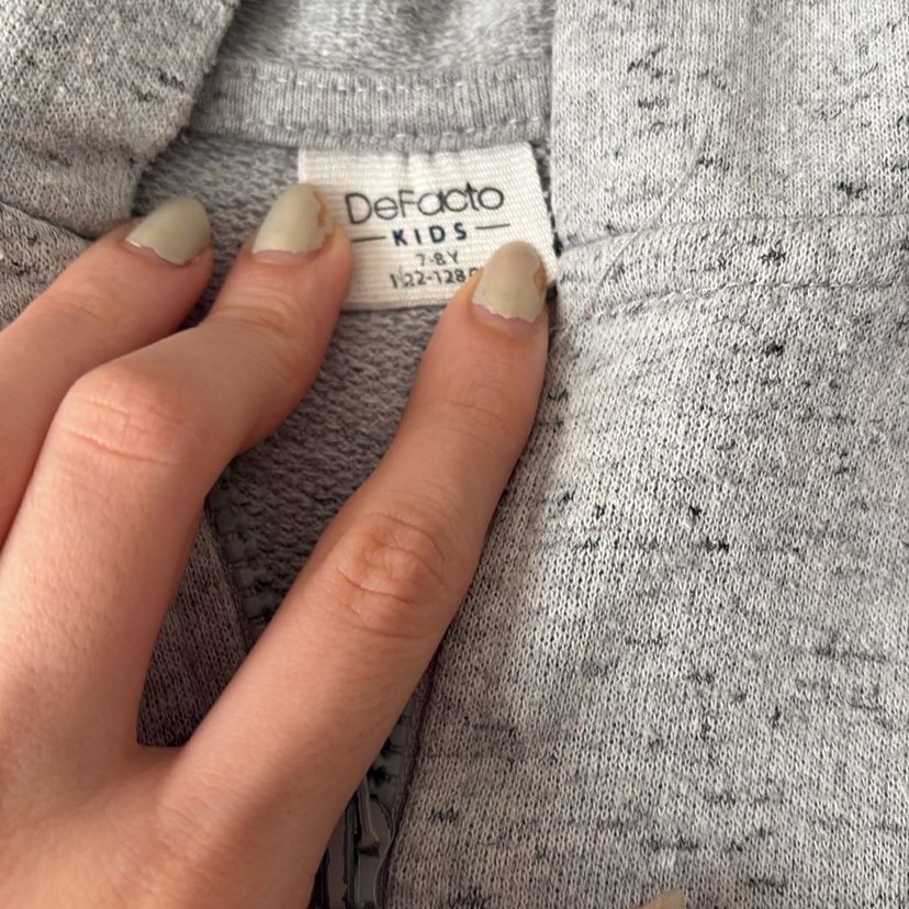 Erkek Çocuk Gri Fermuarlı Kapüşonlu Sweatshirt - Görsel 2