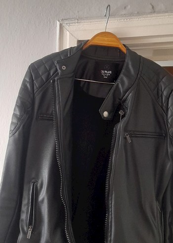 Erkek Siyah Deri Biker Ceket - Görsel 2