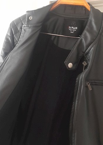 Erkek Siyah Deri Biker Ceket - Görsel 6