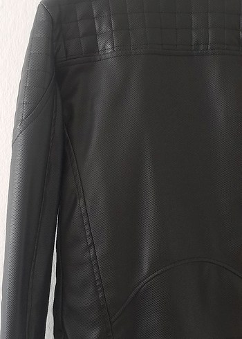 Erkek Siyah Deri Biker Ceket - Görsel 5