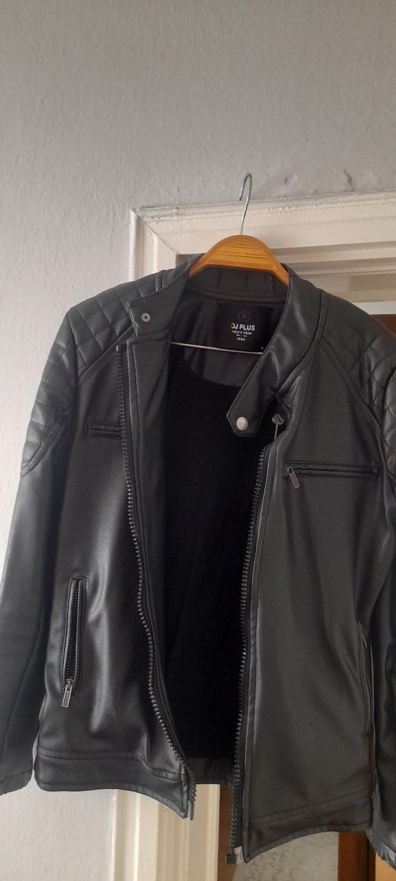 Erkek Siyah Deri Biker Ceket - Görsel 2