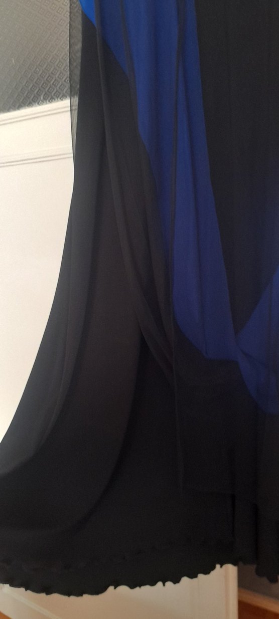 Uzun Kollu, Drapeli Lacivert Siyah Elbise - Görsel 3