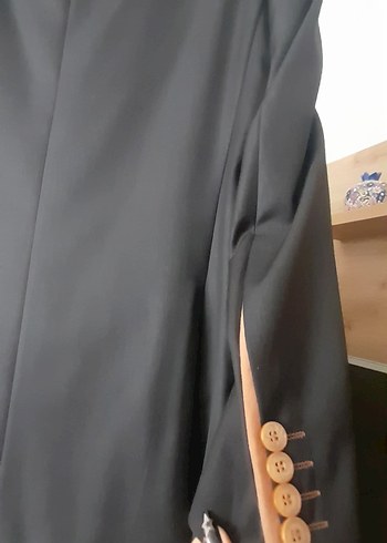 Siyah Erkek Düğmeli Notch Yaka Takım Elbise - Görsel 11