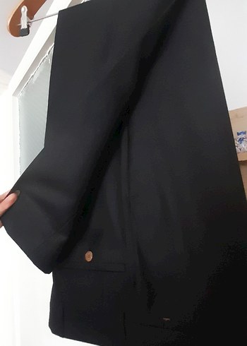 Siyah Erkek Düğmeli Notch Yaka Takım Elbise - Görsel 12