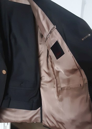 Siyah Erkek Düğmeli Notch Yaka Takım Elbise - Görsel 5