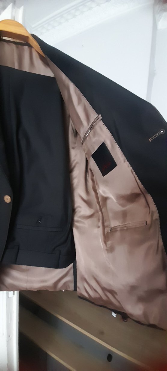 Siyah Erkek Düğmeli Notch Yaka Takım Elbise - Görsel 5