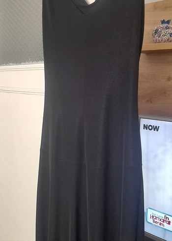 Siyah Drapeli Uzun V Yaka Abiye Elbise - Görsel 2